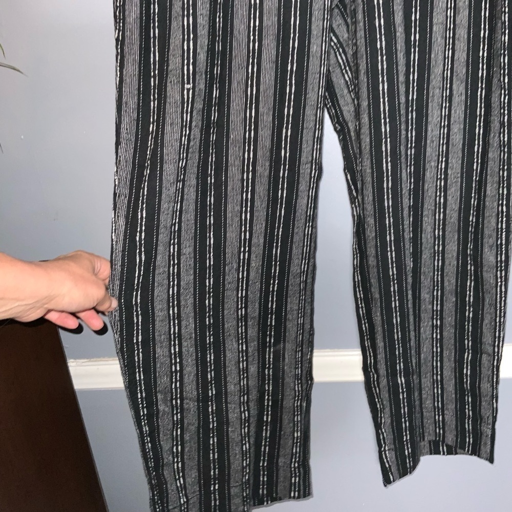 Briggs Black~White Stripe Linen Blend PullOn Elastic Waist Wide Leg Pants XL NWT - Picture 7 of 11